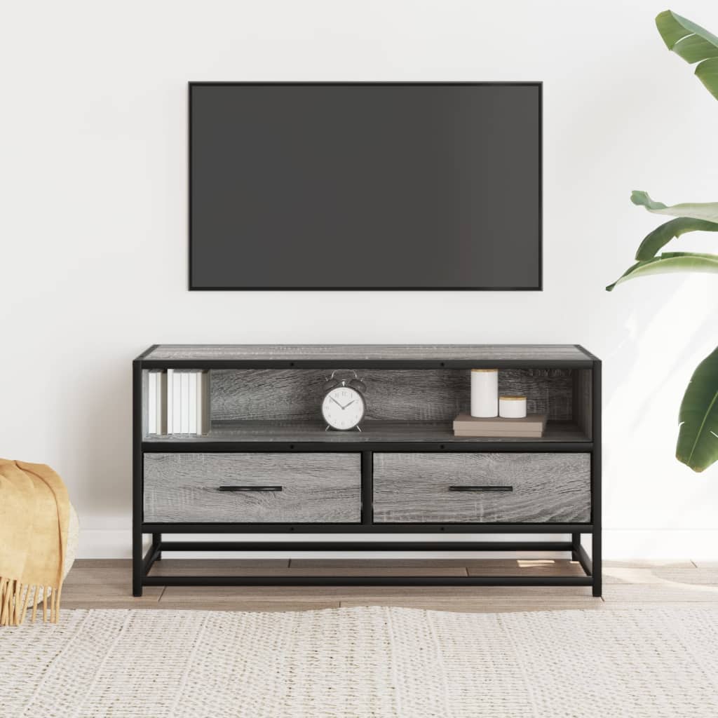 vidaXL TV Cabinet Grey Sonoma 80x34.5x40 cm Engineered Wood and Metal 3