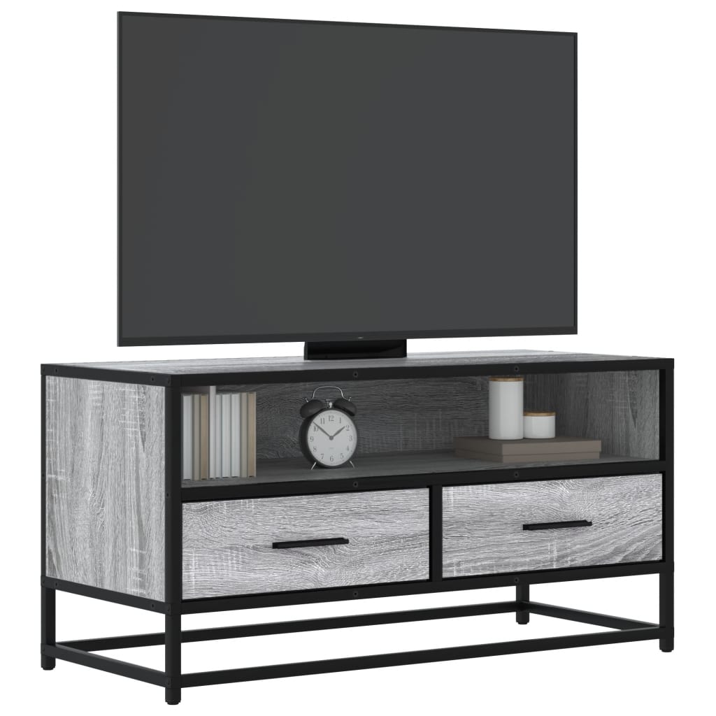 vidaXL TV Cabinet Grey Sonoma 80x34.5x40 cm Engineered Wood and Metal 1