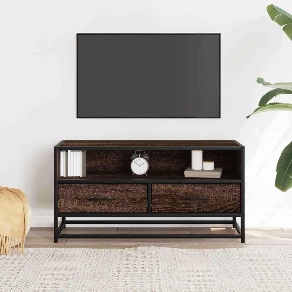 TV Cabinet 80x34,5x40 cm Engineered Wood and Metal Brown oak 80 cm