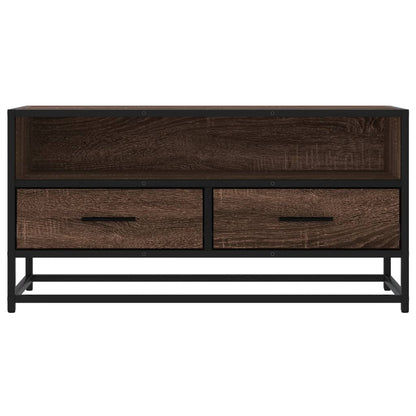 vidaXL TV Cabinet Brown Oak 80x34.5x40 cm Engineered Wood and Metal 4