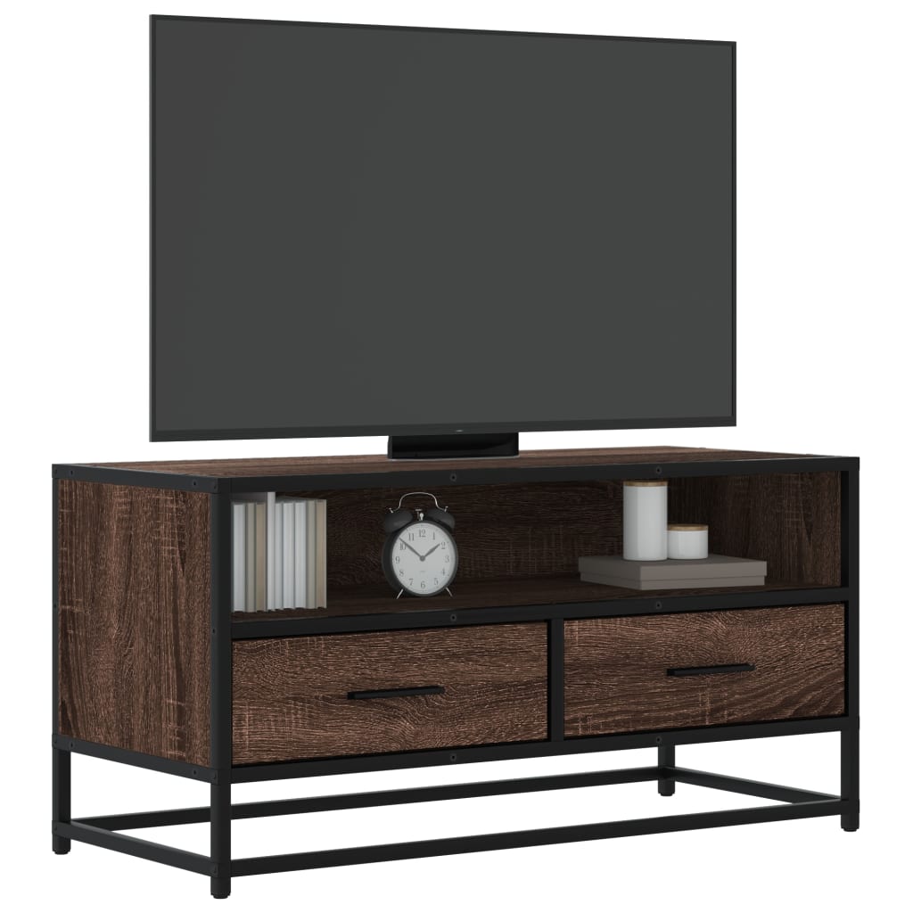 TV Cabinet 80x34,5x40 cm Engineered Wood and Metal Brown oak 80 cm