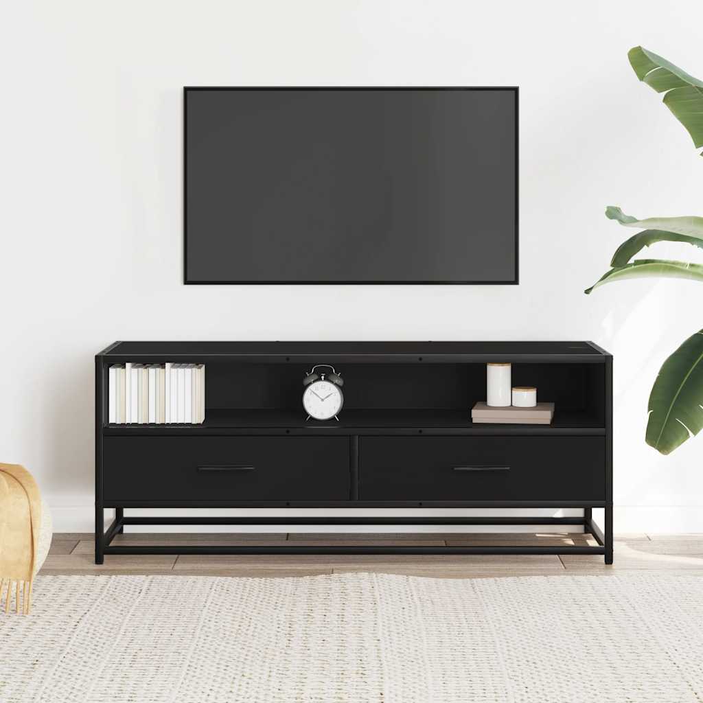 TV Cabinet 80x34,5x40 cm Engineered Wood and Metal Black 100 cm