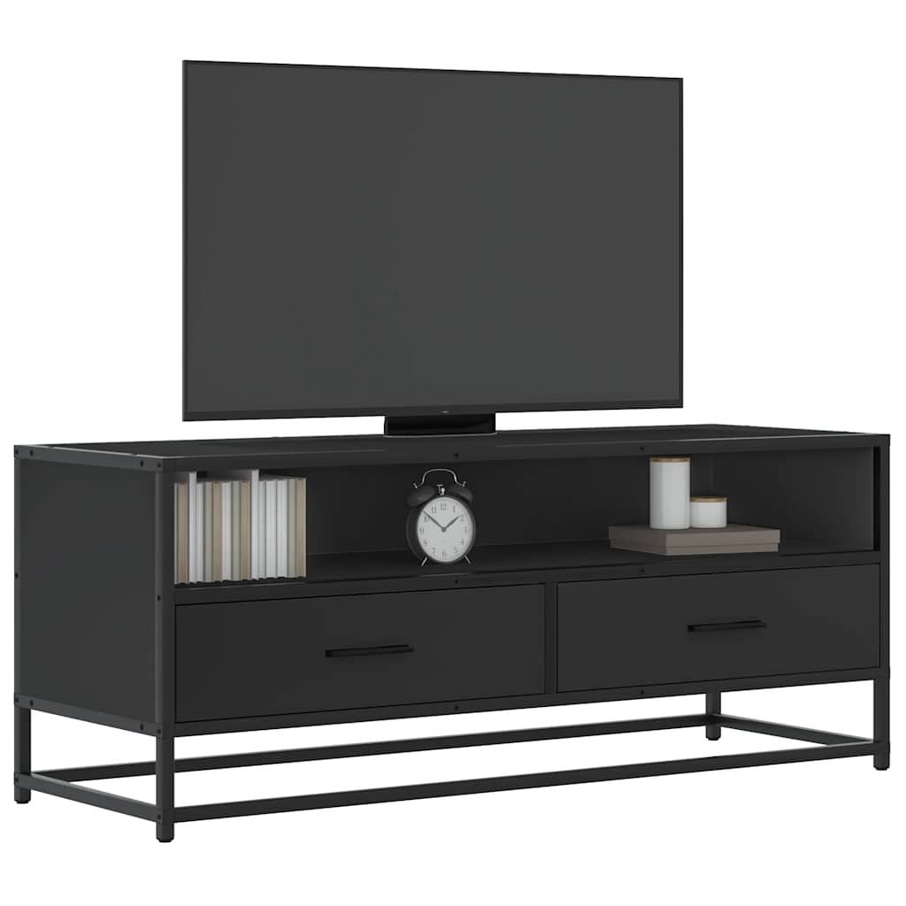 TV Cabinet 80x34,5x40 cm Engineered Wood and Metal Black 100 cm