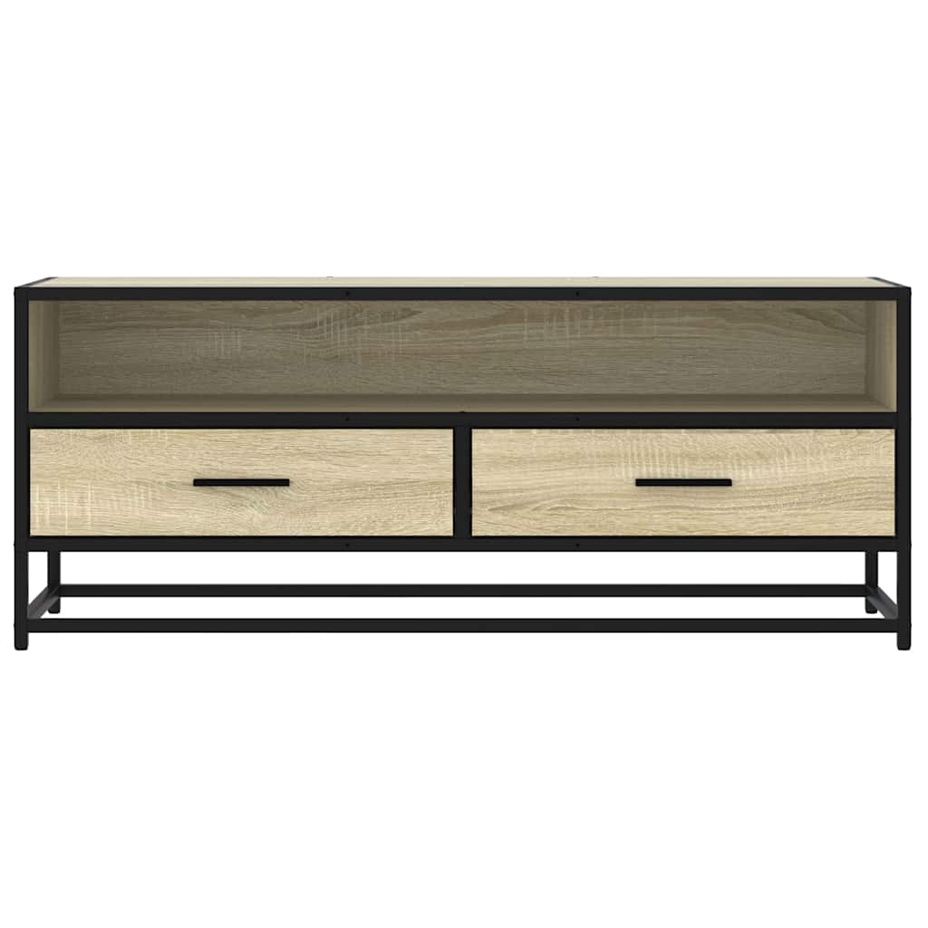 vidaXL TV Cabinet Sonoma Oak 100x34.5x40 cm Engineered Wood and Metal 4