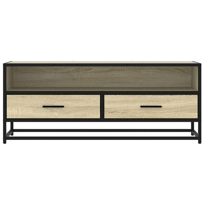 vidaXL TV Cabinet Sonoma Oak 100x34.5x40 cm Engineered Wood and Metal 4