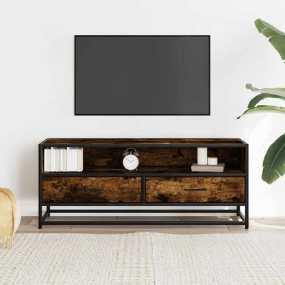 vidaXL TV Cabinet Smoked Oak 100x34.5x40 cm Engineered Wood and Metal 3