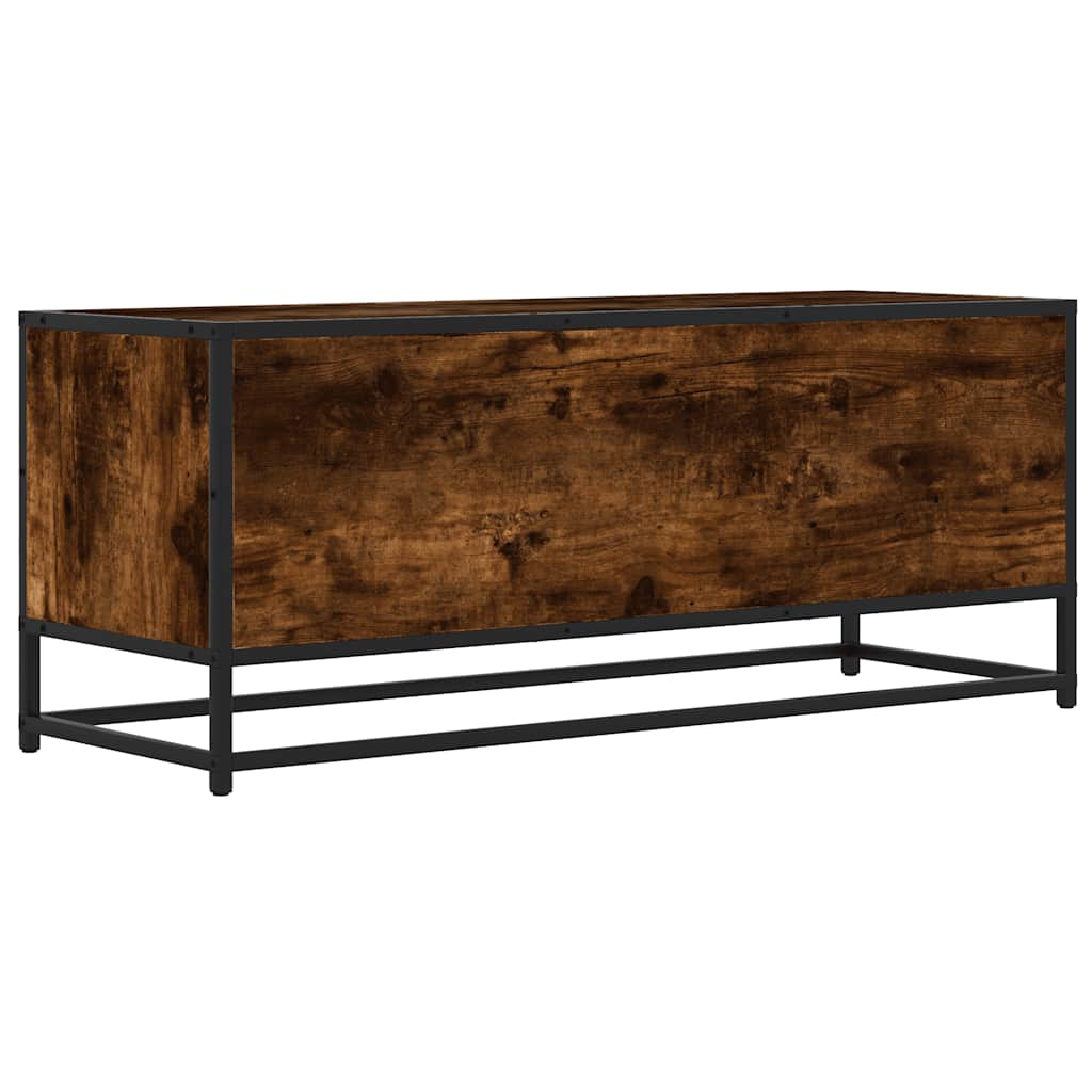 vidaXL TV Cabinet Smoked Oak 100x34.5x40 cm Engineered Wood and Metal 6