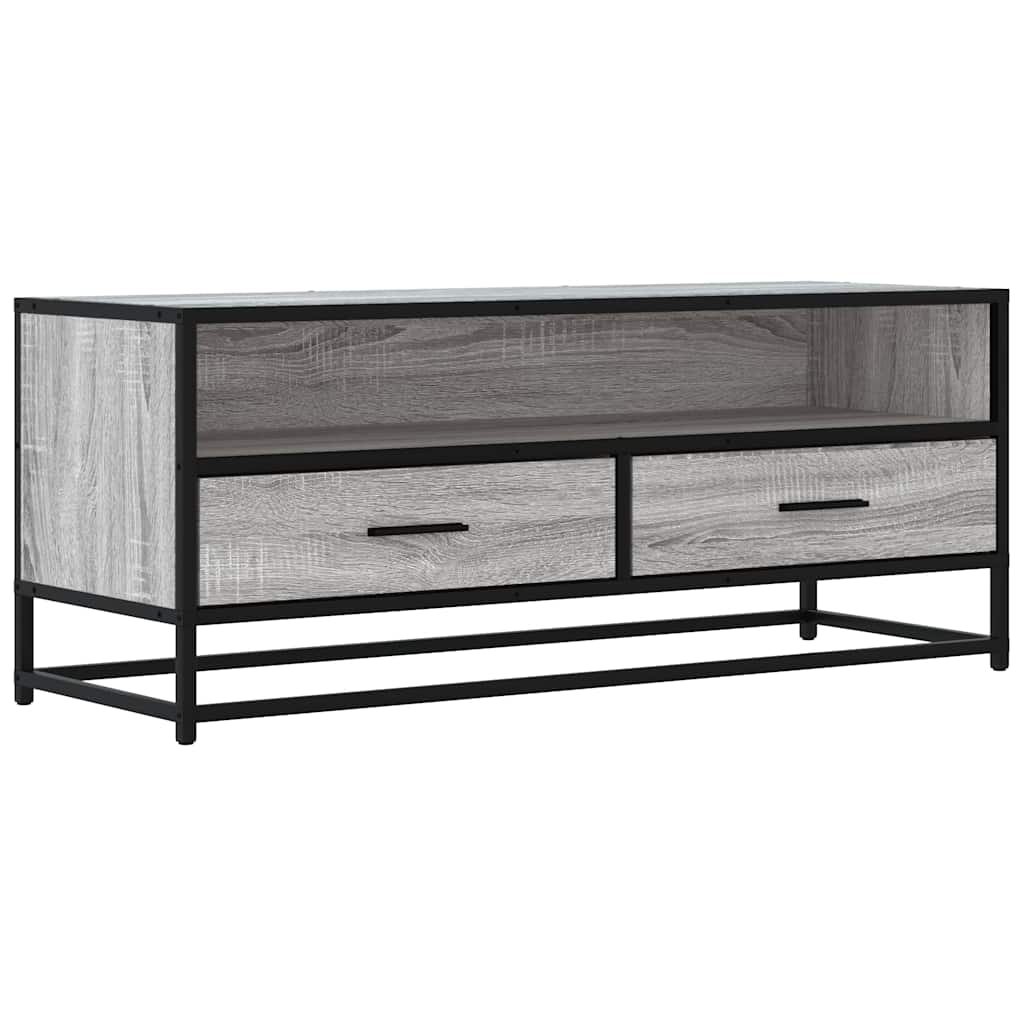 vidaXL TV Cabinet Grey Sonoma 100x34.5x40 cm Engineered Wood and Metal 2