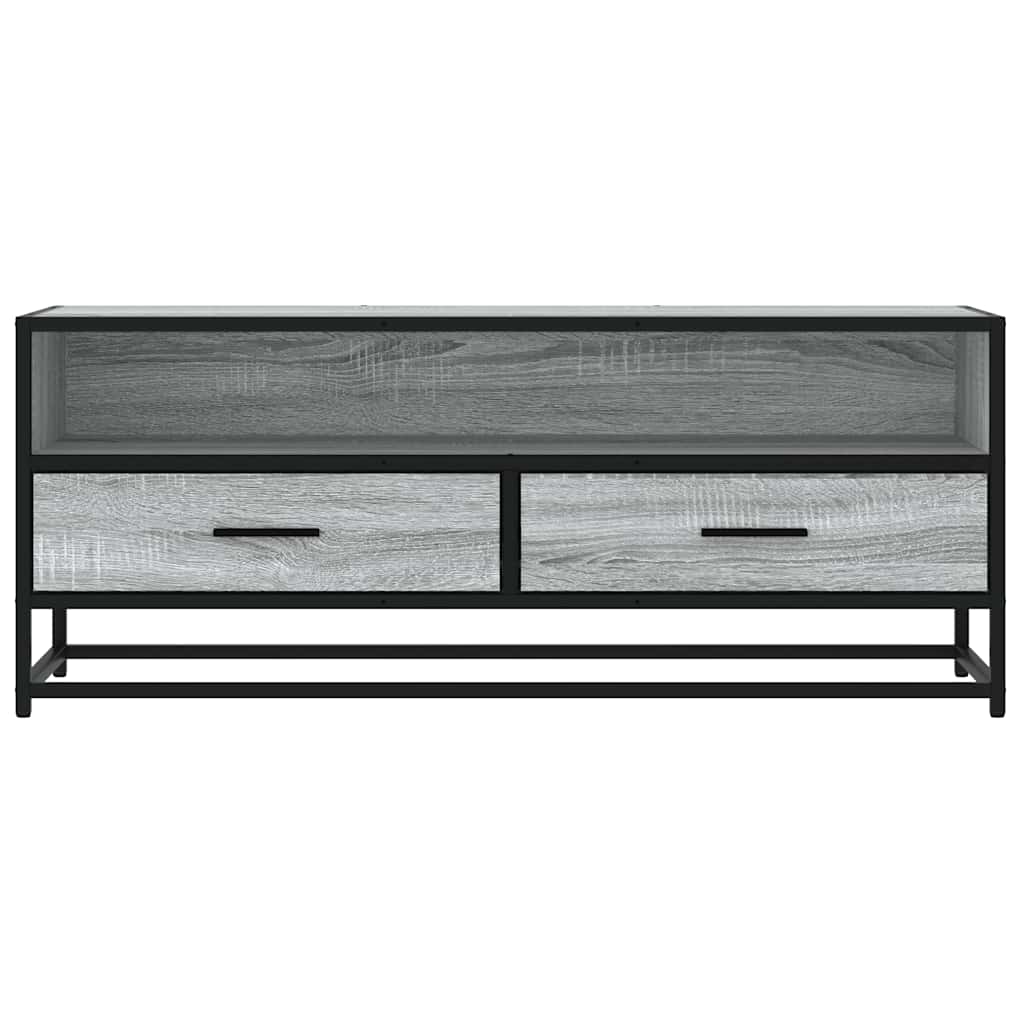 vidaXL TV Cabinet Grey Sonoma 100x34.5x40 cm Engineered Wood and Metal 4