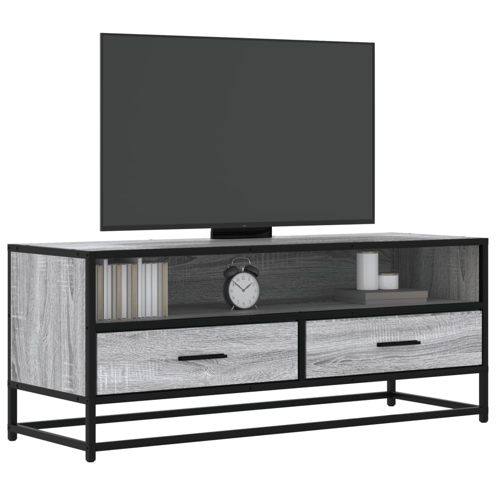 vidaXL TV Cabinet Grey Sonoma 100x34.5x40 cm Engineered Wood and Metal 1