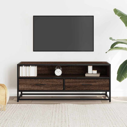 vidaXL TV Cabinet Brown Oak 100x34.5x40 cm Engineered Wood and Metal 3