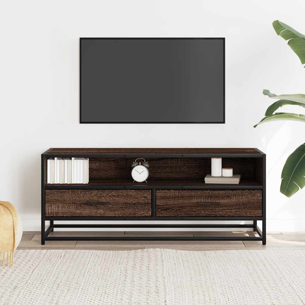 TV Cabinet 80x34,5x40 cm Engineered Wood and Metal Brown oak 100 cm