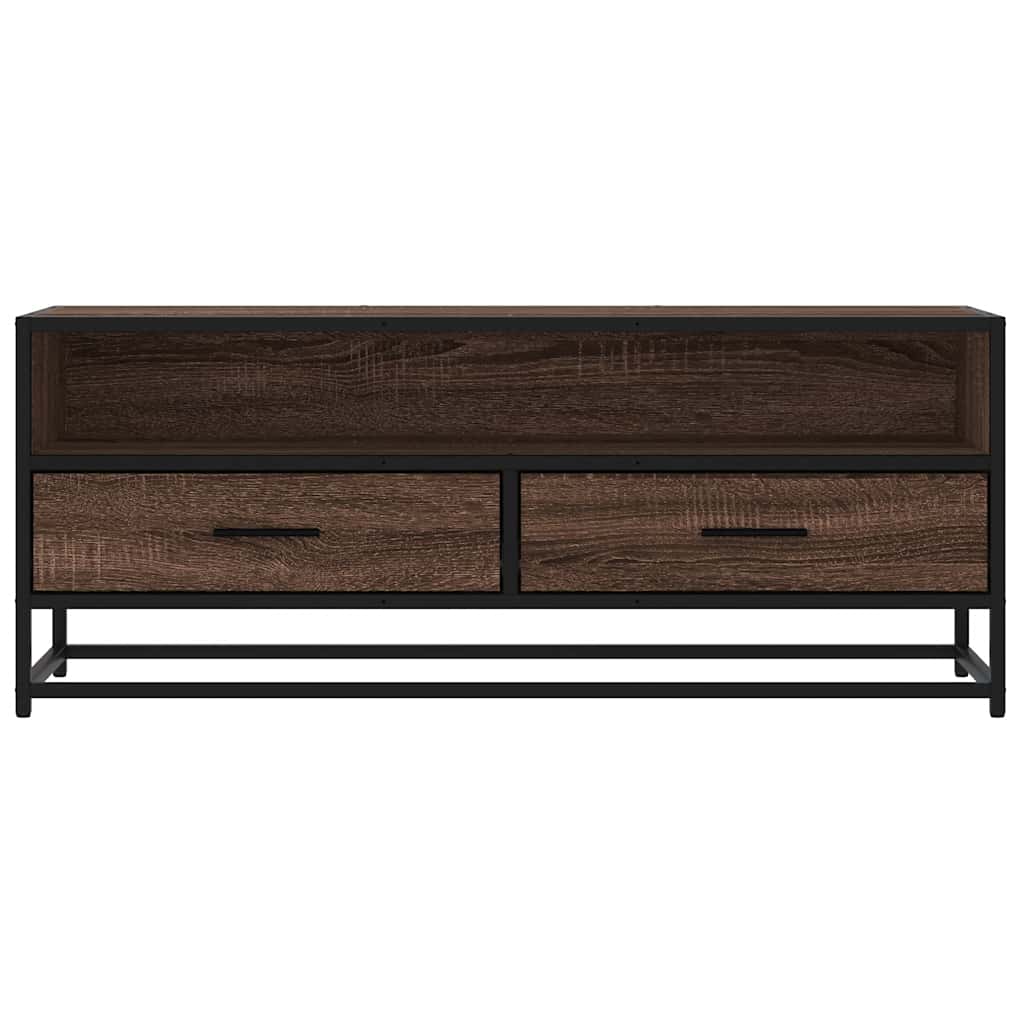 vidaXL TV Cabinet Brown Oak 100x34.5x40 cm Engineered Wood and Metal 4