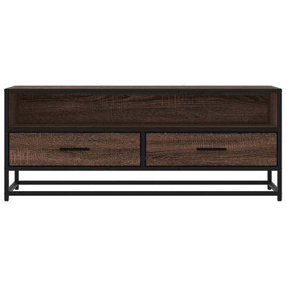 vidaXL TV Cabinet Brown Oak 100x34.5x40 cm Engineered Wood and Metal 4