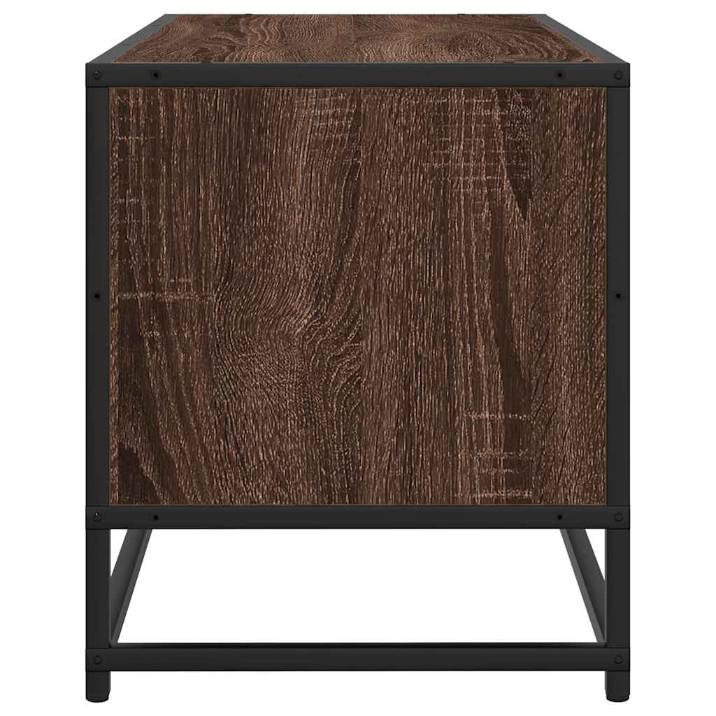 vidaXL TV Cabinet Brown Oak 100x34.5x40 cm Engineered Wood and Metal 5
