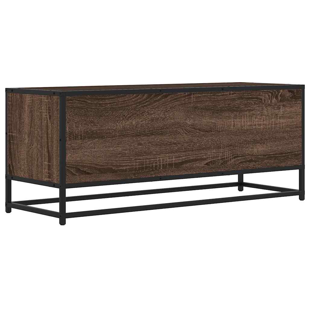 vidaXL TV Cabinet Brown Oak 100x34.5x40 cm Engineered Wood and Metal 6