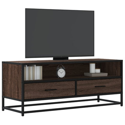 vidaXL TV Cabinet Brown Oak 100x34.5x40 cm Engineered Wood and Metal 1
