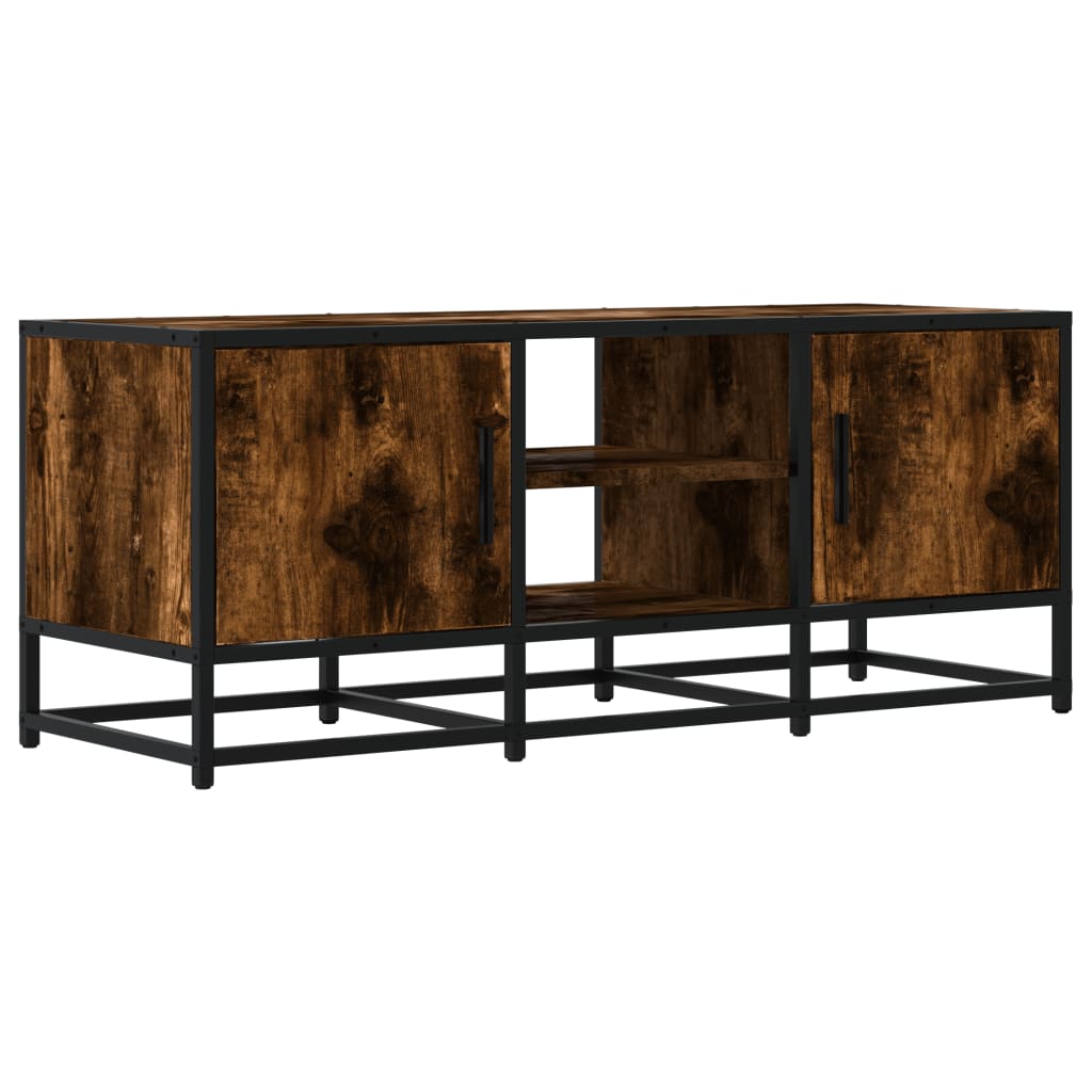 vidaXL TV Cabinet Smoked Oak 100x35x41 cm Engineered Wood and Metal 2