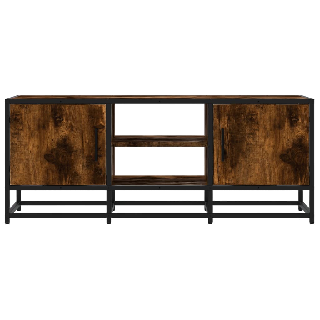 vidaXL TV Cabinet Smoked Oak 100x35x41 cm Engineered Wood and Metal 4
