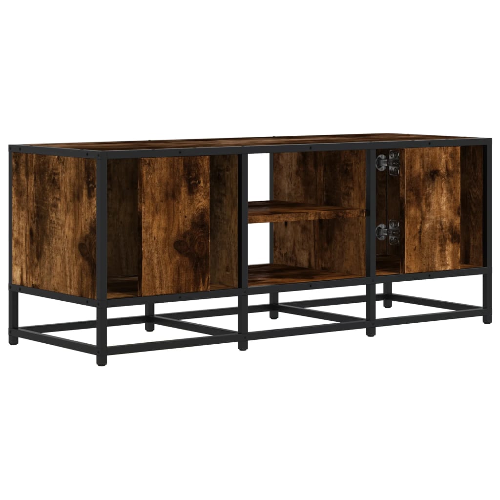 vidaXL TV Cabinet Smoked Oak 100x35x41 cm Engineered Wood and Metal 6