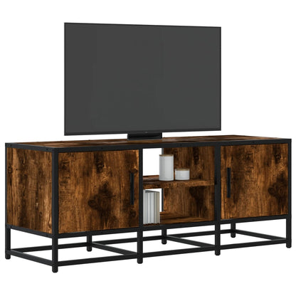 vidaXL TV Cabinet Smoked Oak 100x35x41 cm Engineered Wood and Metal 1