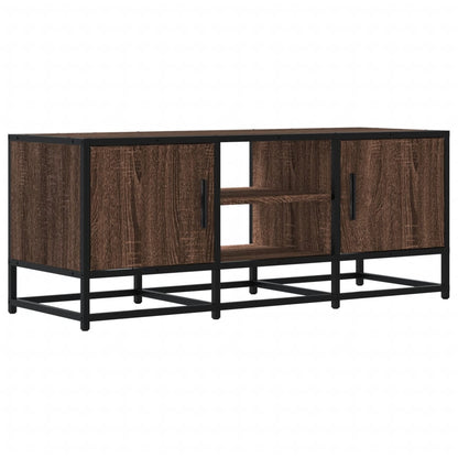 vidaXL TV Cabinet Brown Oak 100x35x41 cm Engineered Wood and Metal 2