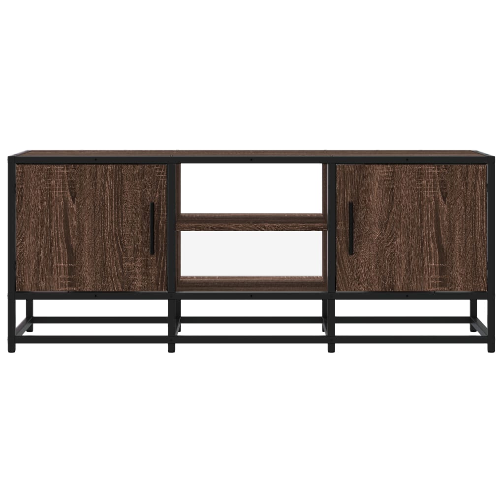 vidaXL TV Cabinet Brown Oak 100x35x41 cm Engineered Wood and Metal 4