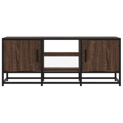 vidaXL TV Cabinet Brown Oak 100x35x41 cm Engineered Wood and Metal 4