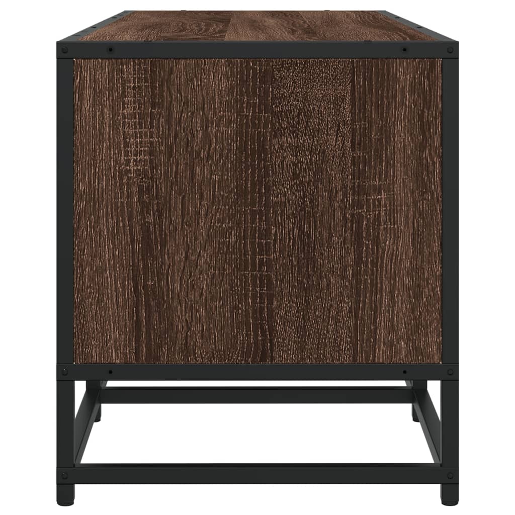 vidaXL TV Cabinet Brown Oak 100x35x41 cm Engineered Wood and Metal 5