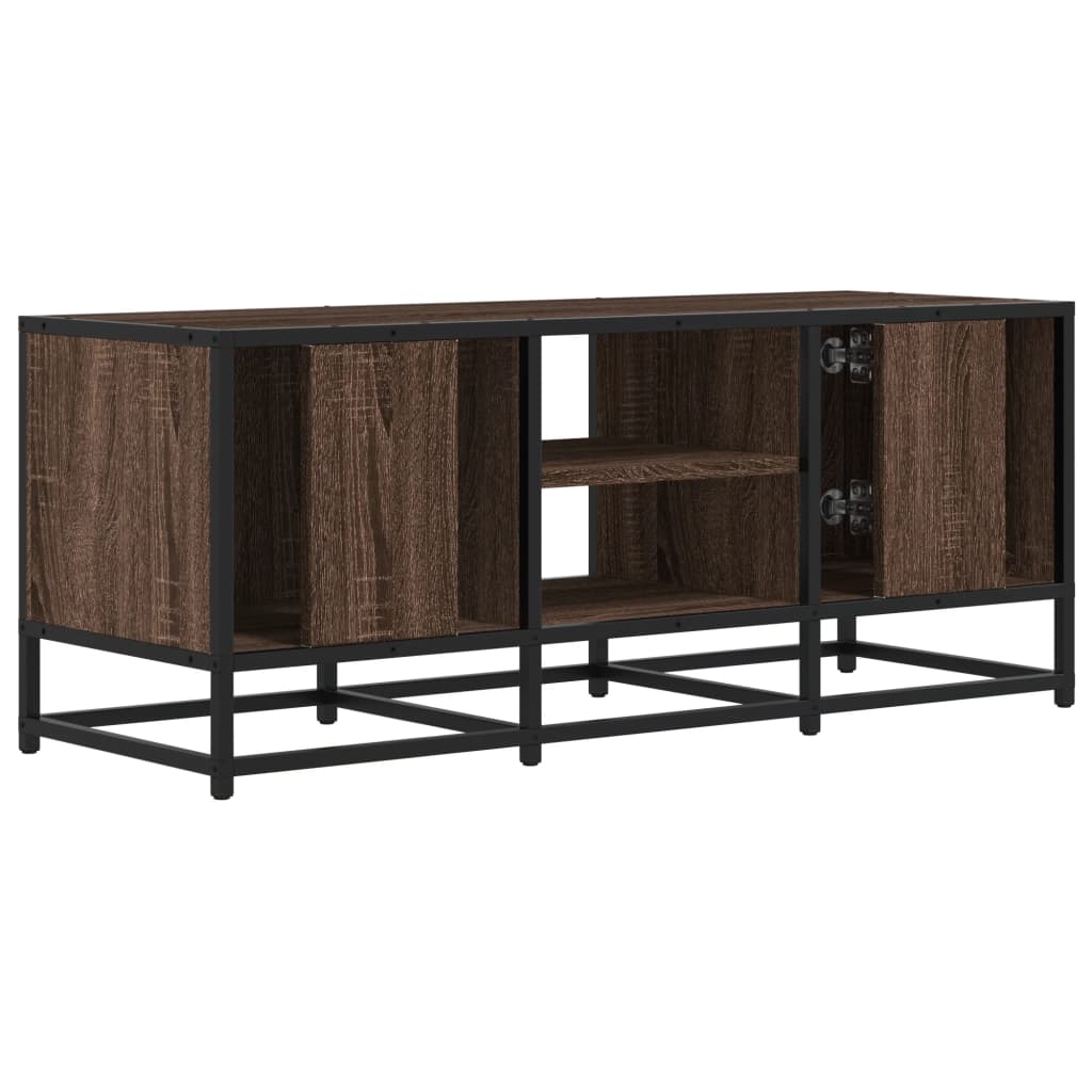 vidaXL TV Cabinet Brown Oak 100x35x41 cm Engineered Wood and Metal 6