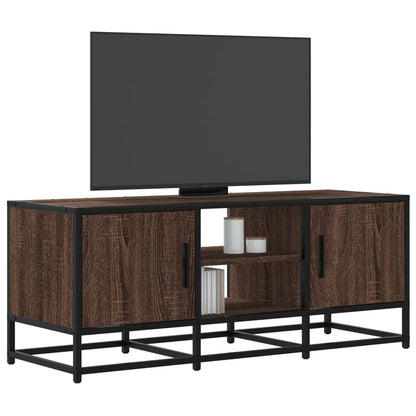 vidaXL TV Cabinet Brown Oak 100x35x41 cm Engineered Wood and Metal 1