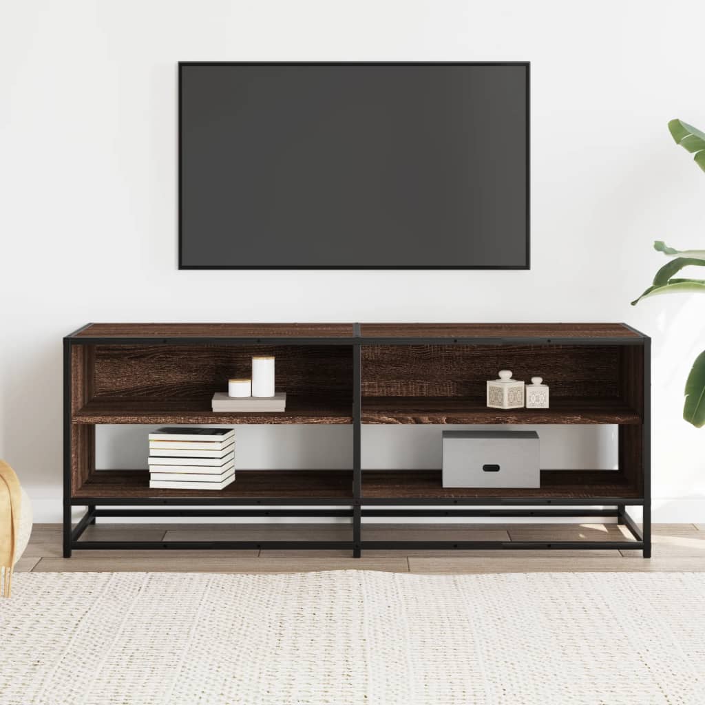 vidaXL TV Cabinet Brown Oak 120,5x40x46 cm Engineered Wood and Metal 3