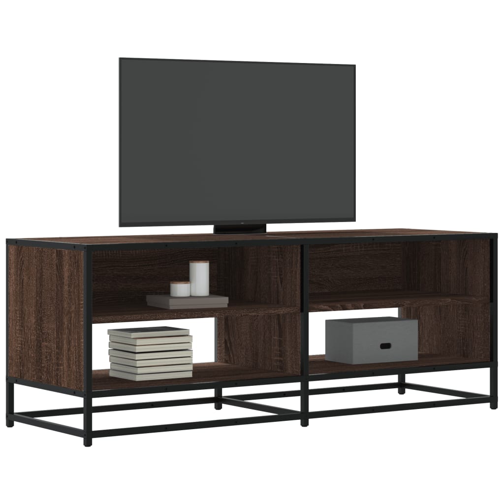 vidaXL TV Cabinet Brown Oak 120,5x40x46 cm Engineered Wood and Metal 1