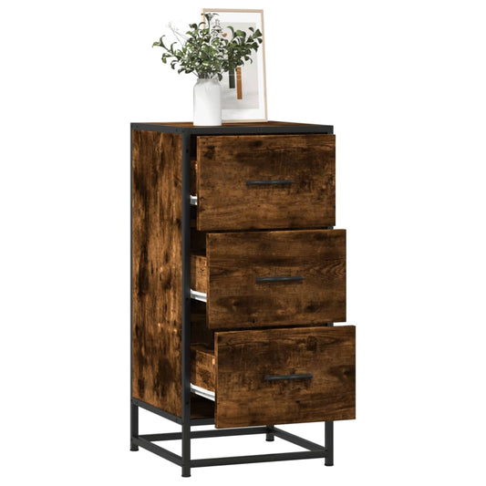 vidaXL Sideboard Smoked Oak 35,5x35x76 cm Engineered Wood and Metal 1