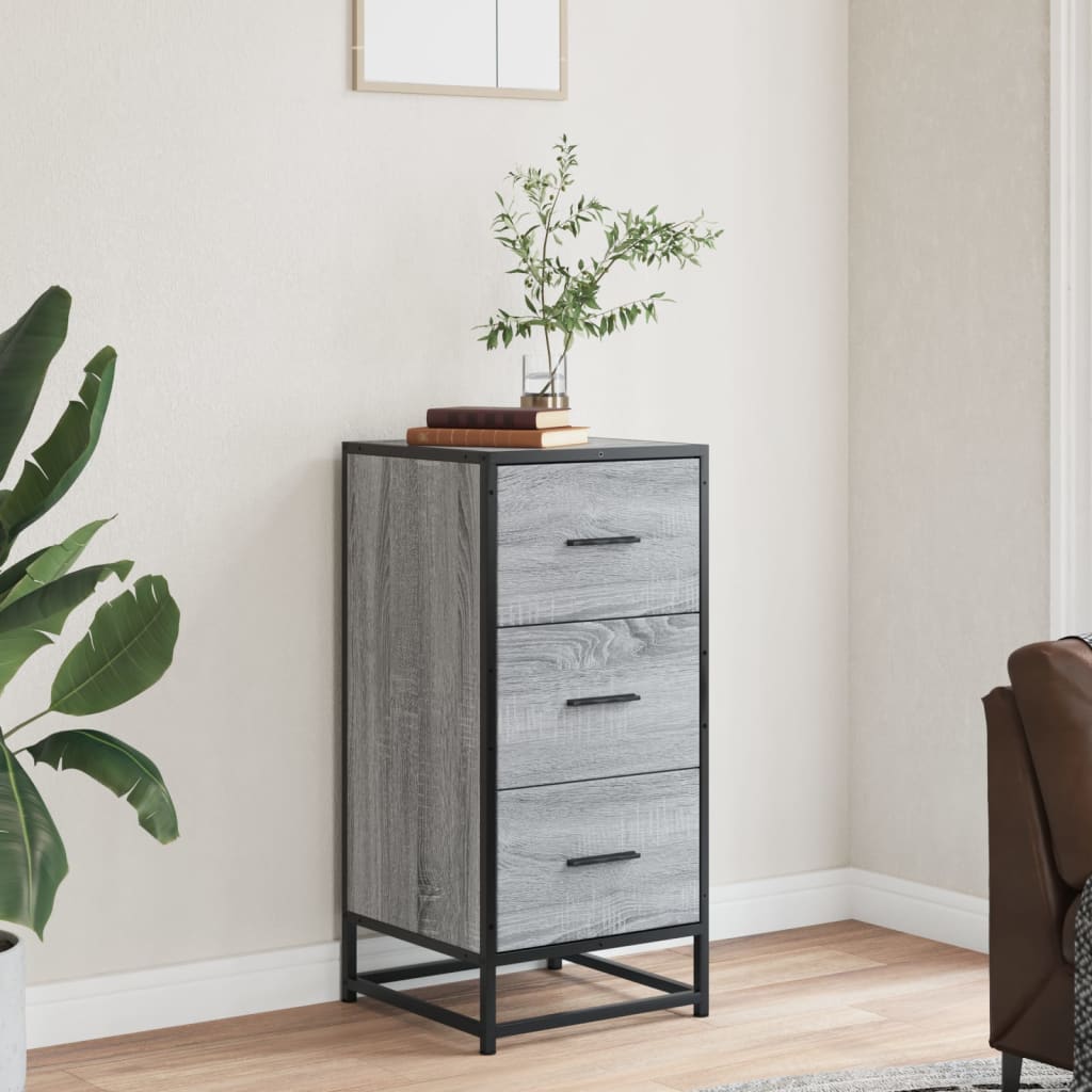 vidaXL Sideboard Grey Sonoma 35.5x35x76 cm Engineered Wood and Metal 3