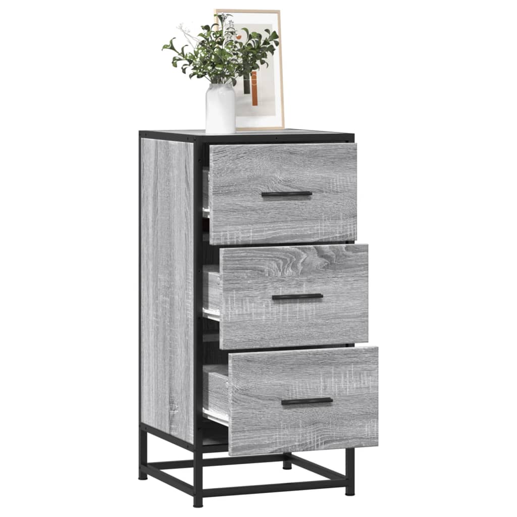 vidaXL Sideboard Grey Sonoma 35.5x35x76 cm Engineered Wood and Metal 1