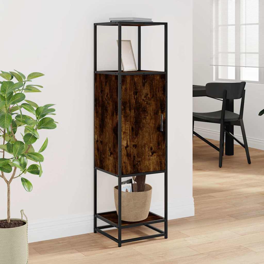 vidaXL Highboard Smoked Oak 35.5x35x139 cm Engineered Wood and Metal 3