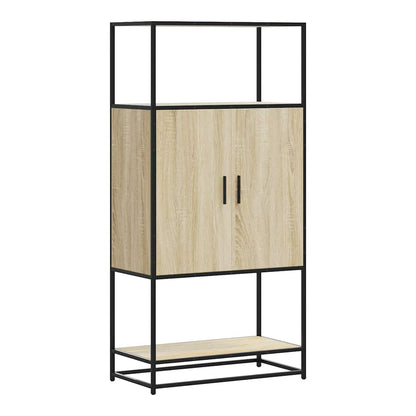Highboard 68x35x139 cm Engineered Wood and Metal Sonoma oak