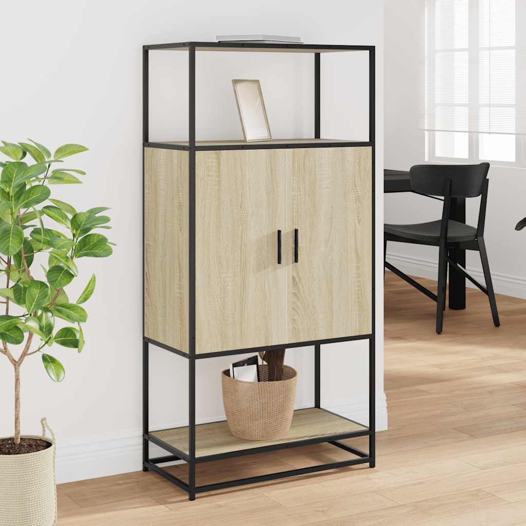 Highboard 68x35x139 cm Engineered Wood and Metal Sonoma oak