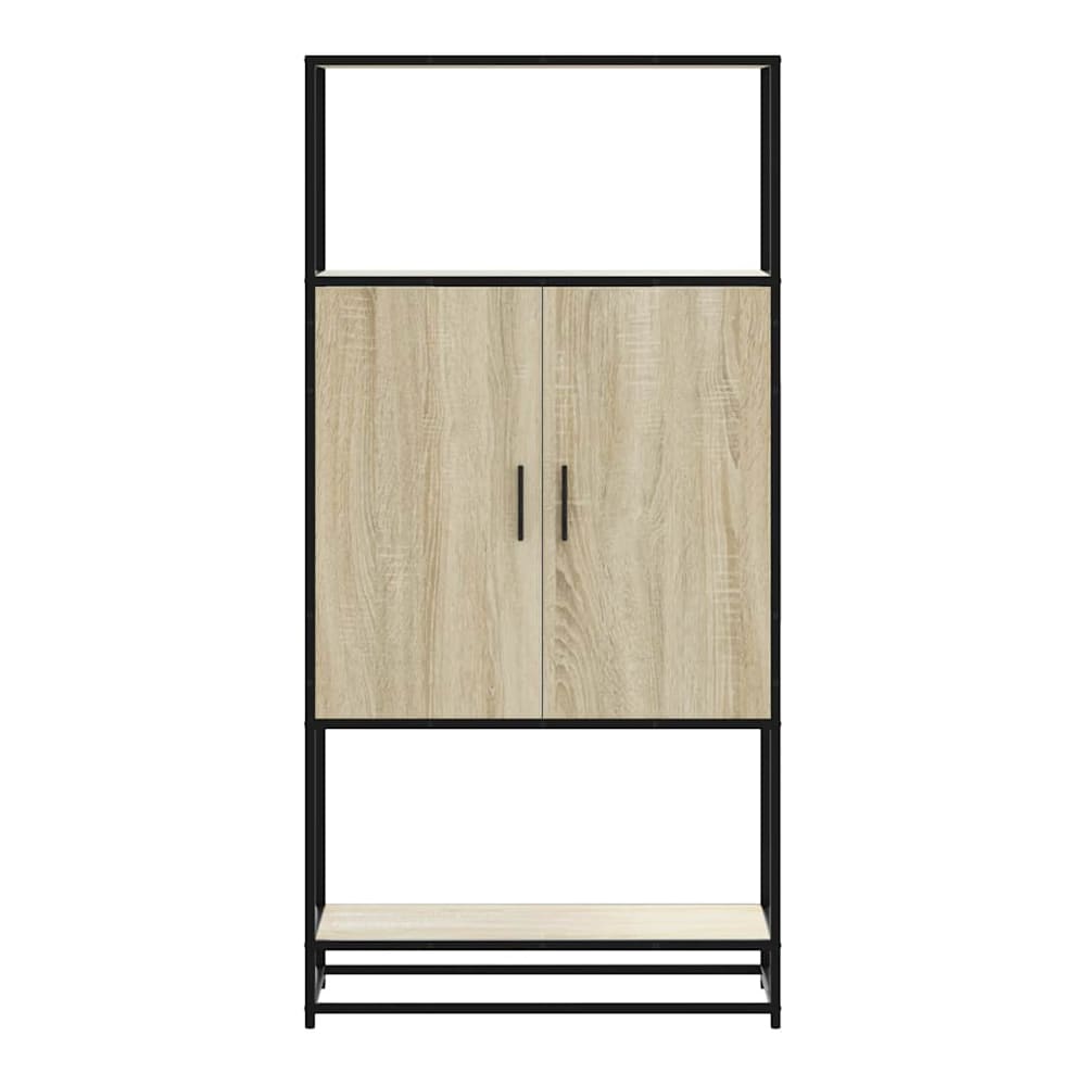 Highboard 68x35x139 cm Engineered Wood and Metal Sonoma oak