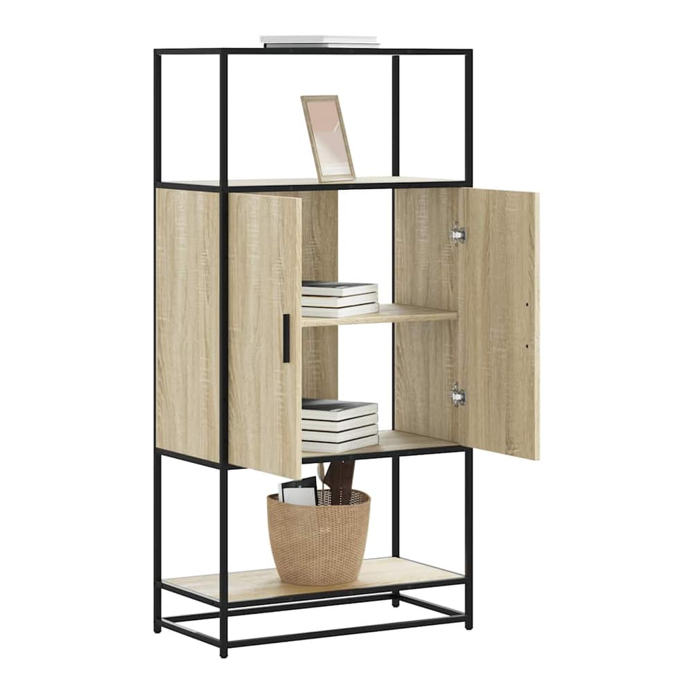 Highboard 68x35x139 cm Engineered Wood and Metal Sonoma oak