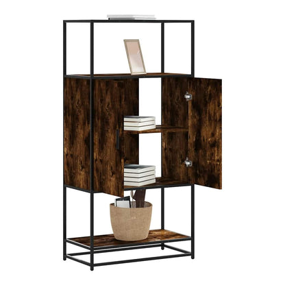 Highboard 68x35x139 cm Engineered Wood and Metal Smoked oak