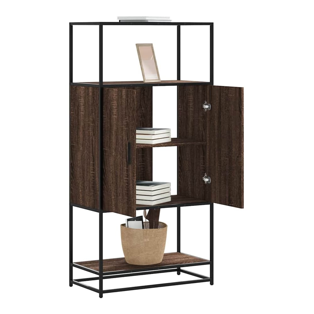 Highboard 68x35x139 cm Engineered Wood and Metal Brown oak