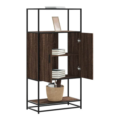Highboard 68x35x139 cm Engineered Wood and Metal Brown oak