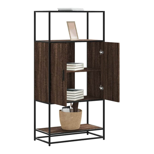 Highboard 68x35x139 cm Engineered Wood and Metal Brown oak