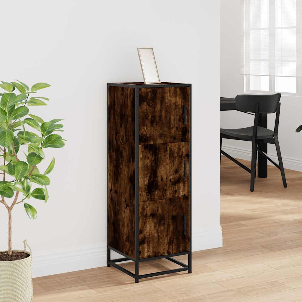 vidaXL Highboard Smoked Oak 35.5x35x106.5 cm Engineered Wood and Metal 3