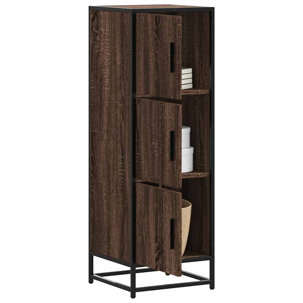 vidaXL Highboard Brown Oak 35.5x35x106.5 cm Engineered Wood and Metal 1