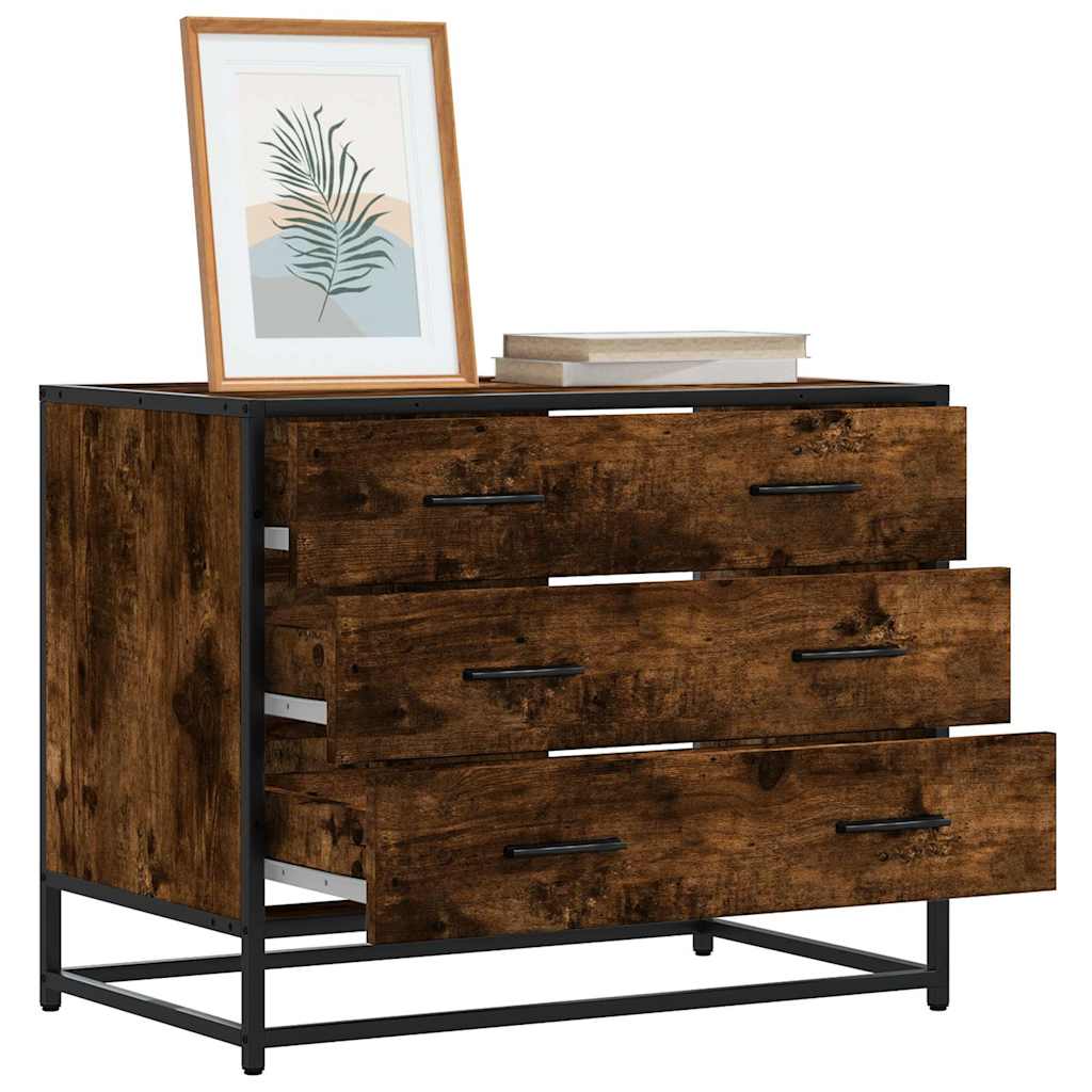 vidaXL Drawer Cabinet Smoked Oak 70x41x56 cm Engineered Wood 1