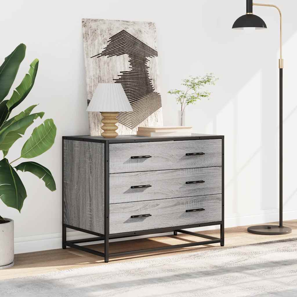 vidaXL Drawer Cabinet Grey Sonoma 70x41x56 cm Engineered Wood 3