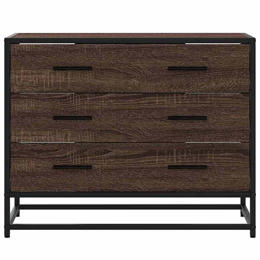 vidaXL Drawer Cabinet Brown Oak 70x41x56 cm Engineered Wood 4